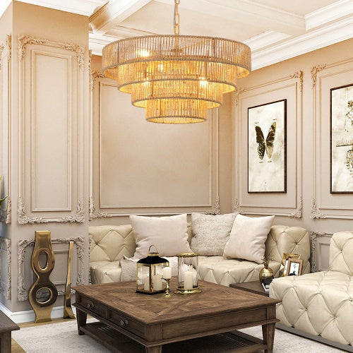 LED Chandelier Light | Bohemian Woven Design