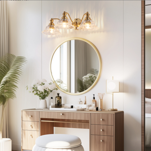 24 Inch 3-Light Vintage Bathroom Wall Sconce - Elegant Golden Metal An