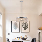 Modern Crystal Chandelier 19 Inches Aluminum Iron Round Ceiling Light