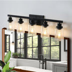 31 Modern Black 5-Light Bathroom Vanity Light Fixture