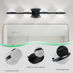 30in Black Minimalist LED Bathroom Vanity Light With Crystal Sand Acry