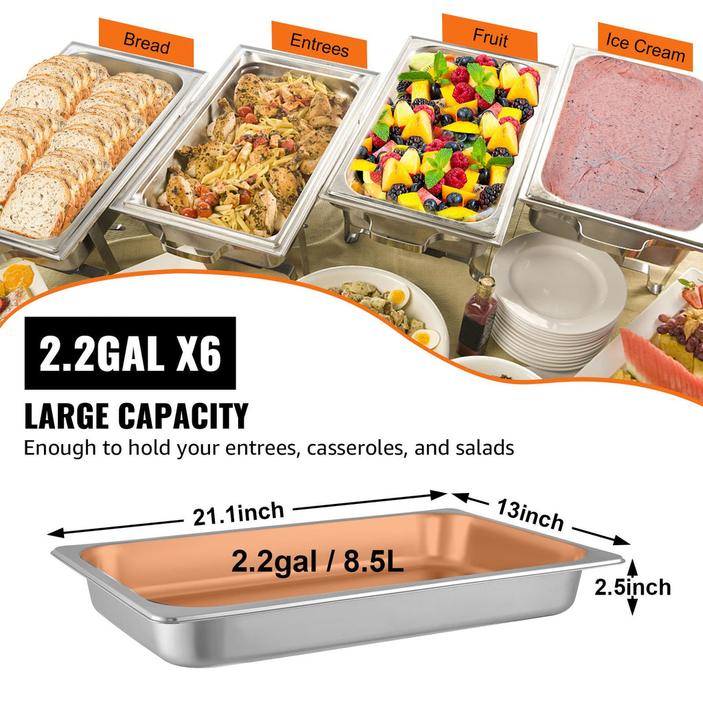 6 Pack Steam Table Pans 20.9 X 12.8 X 2.6 Inch Deep Steam Table Pan Fu