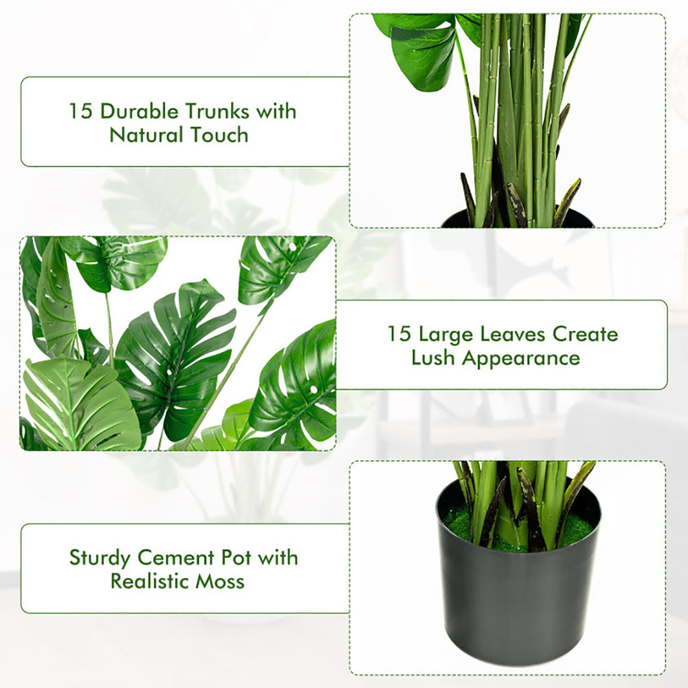 5 Feet Artificial Tree Faux Monstera Deliciosa Plant For Home Indoor A