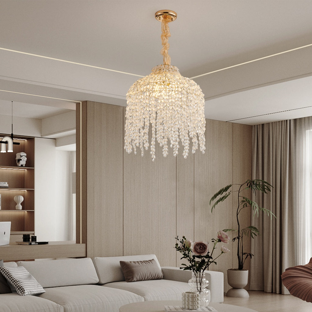 16 Inch 5-Light Crystal Pendant Light Chandelier- Elegant Waterfall De