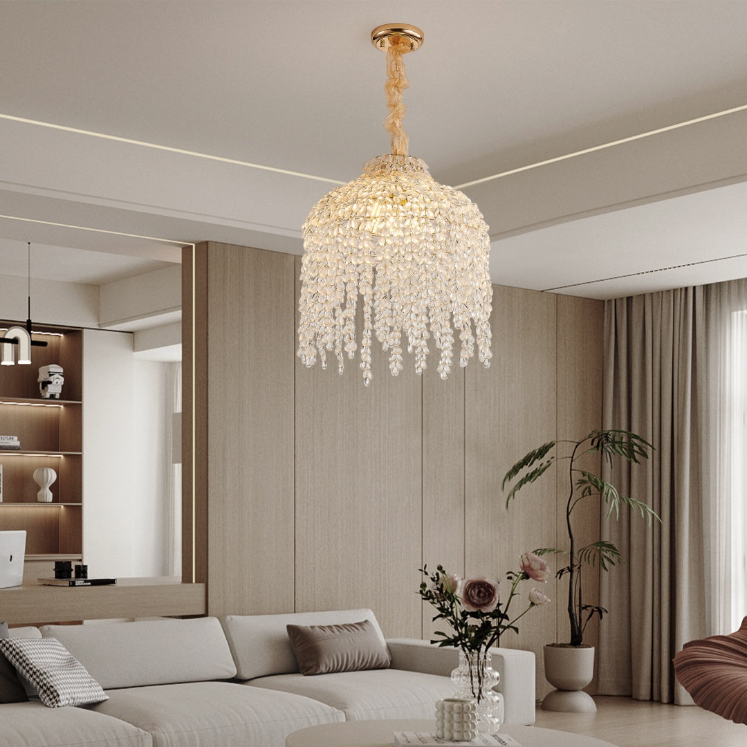 16 Inch 5-Light Crystal Pendant Light Chandelier- Elegant Waterfall De