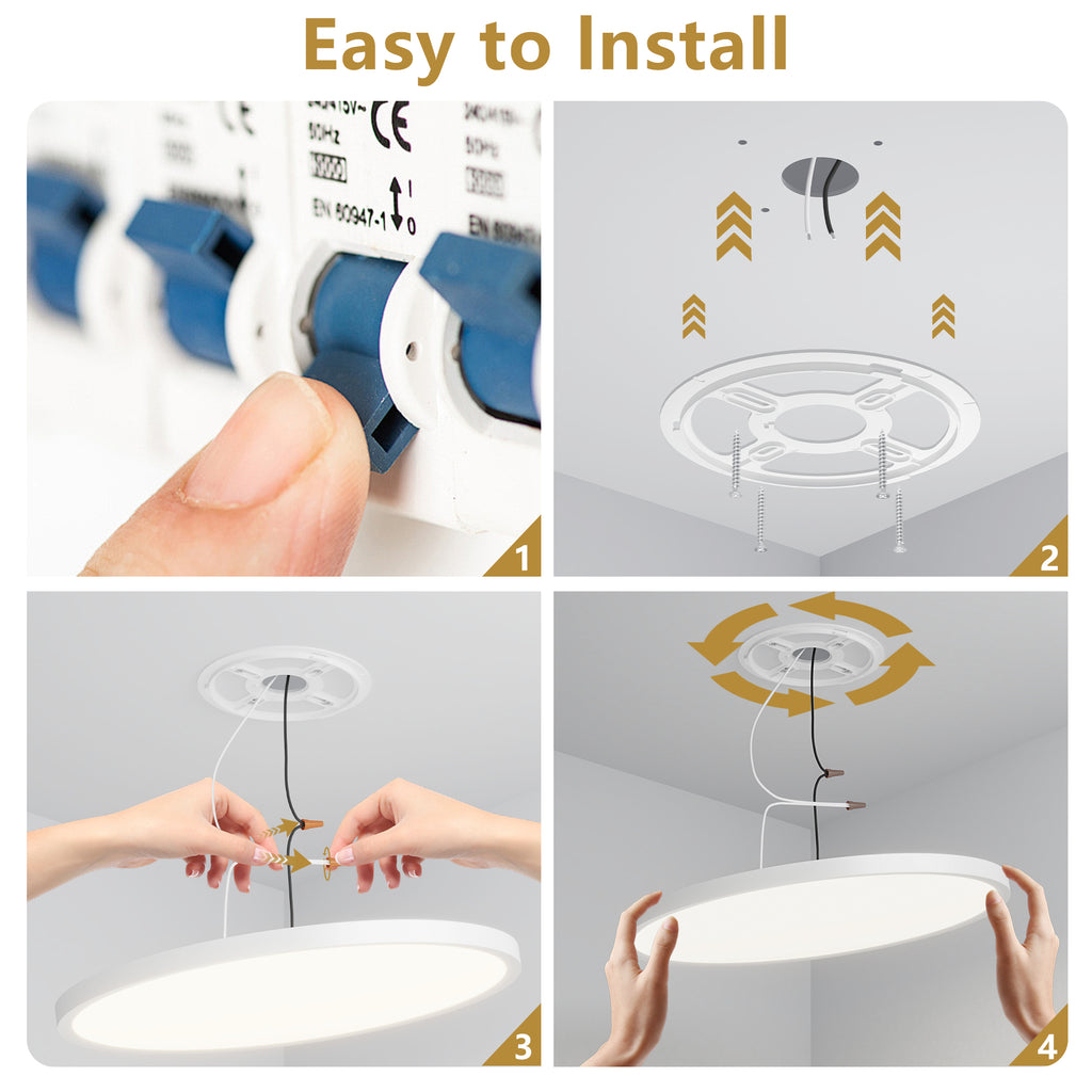 6PK 12 In. LED Flush Mount Ceiling Light Fixture - 2880 Lumens