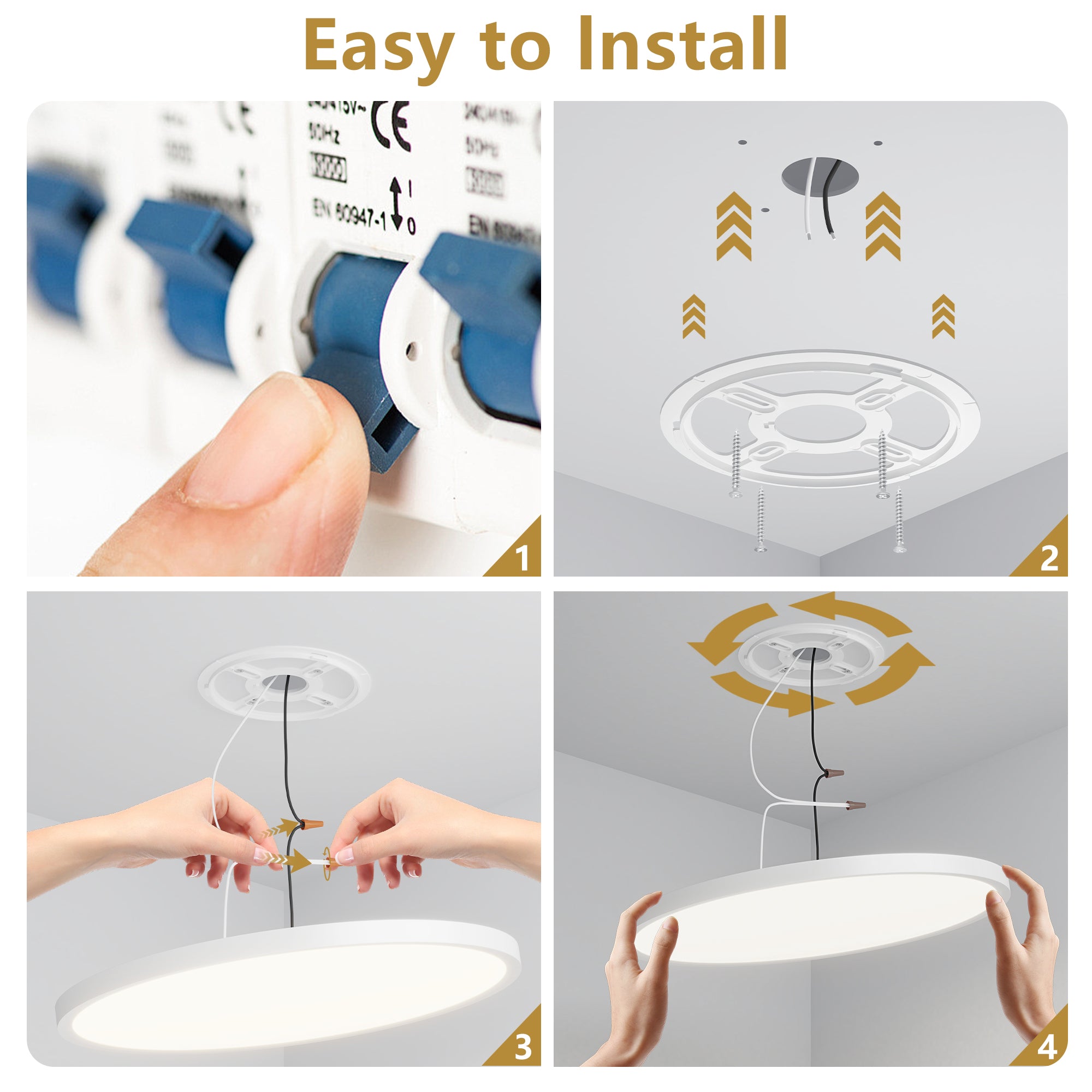 6PK 12 In. LED Flush Mount Ceiling Light Fixture - 2880 Lumens