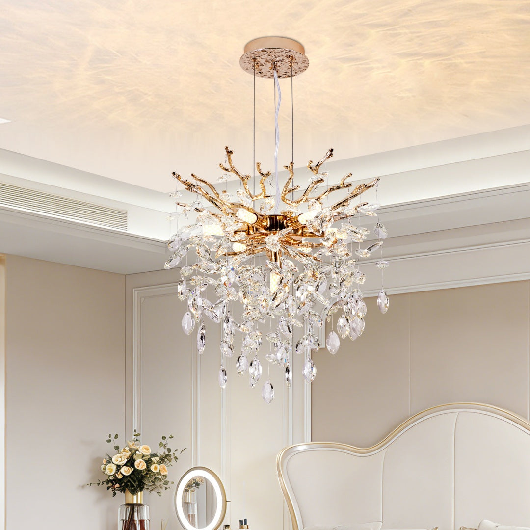 Modern Tree Branch Crystal Chandelier Luxury Gold Crystal Pendant Ligh
