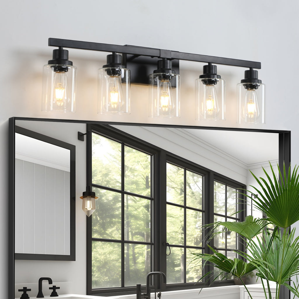 31 Modern Black 5-Light Bathroom Vanity Light Fixture