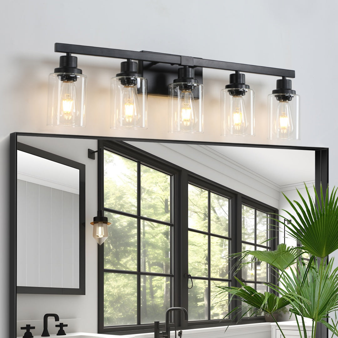 31 Modern Black 5-Light Bathroom Vanity Light Fixture