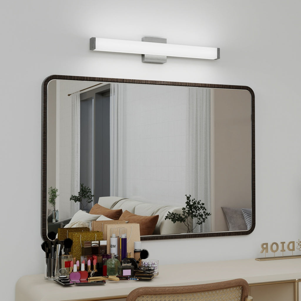 Bathroom Vanity Light Brushed Nickel Square LED 25 Inch 14W 6000K Cool