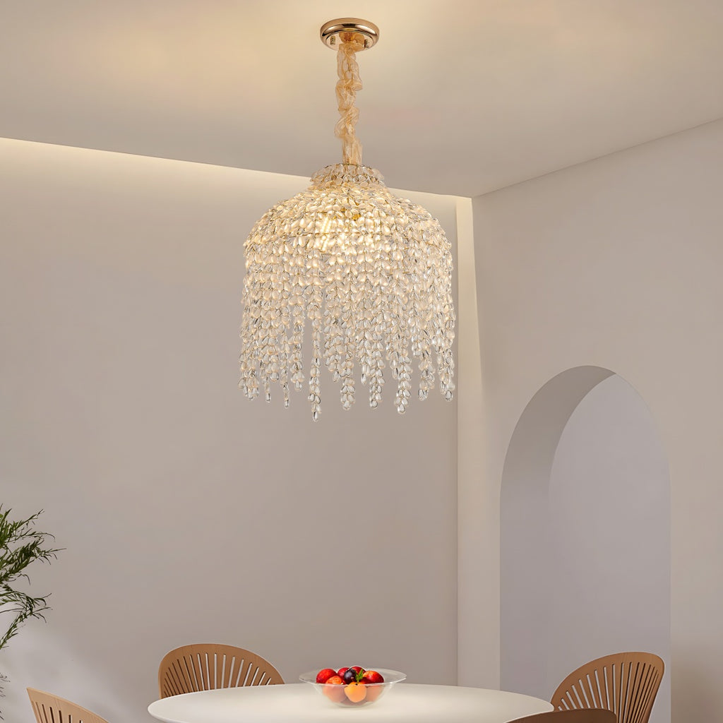 16 Inch 5-Light Crystal Pendant Light Chandelier- Elegant Waterfall De