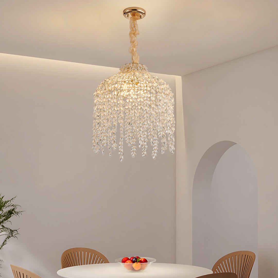16 Inch 5-Light Crystal Pendant Light Chandelier- Elegant Waterfall De