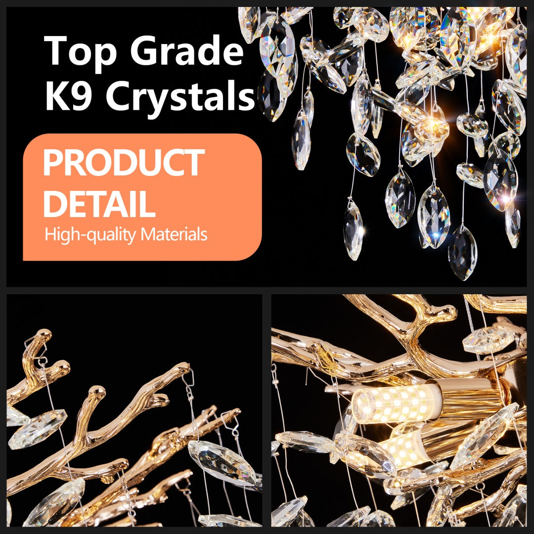 Modern Tree Branch Crystal Chandelier Luxury Gold Crystal Pendant Ligh