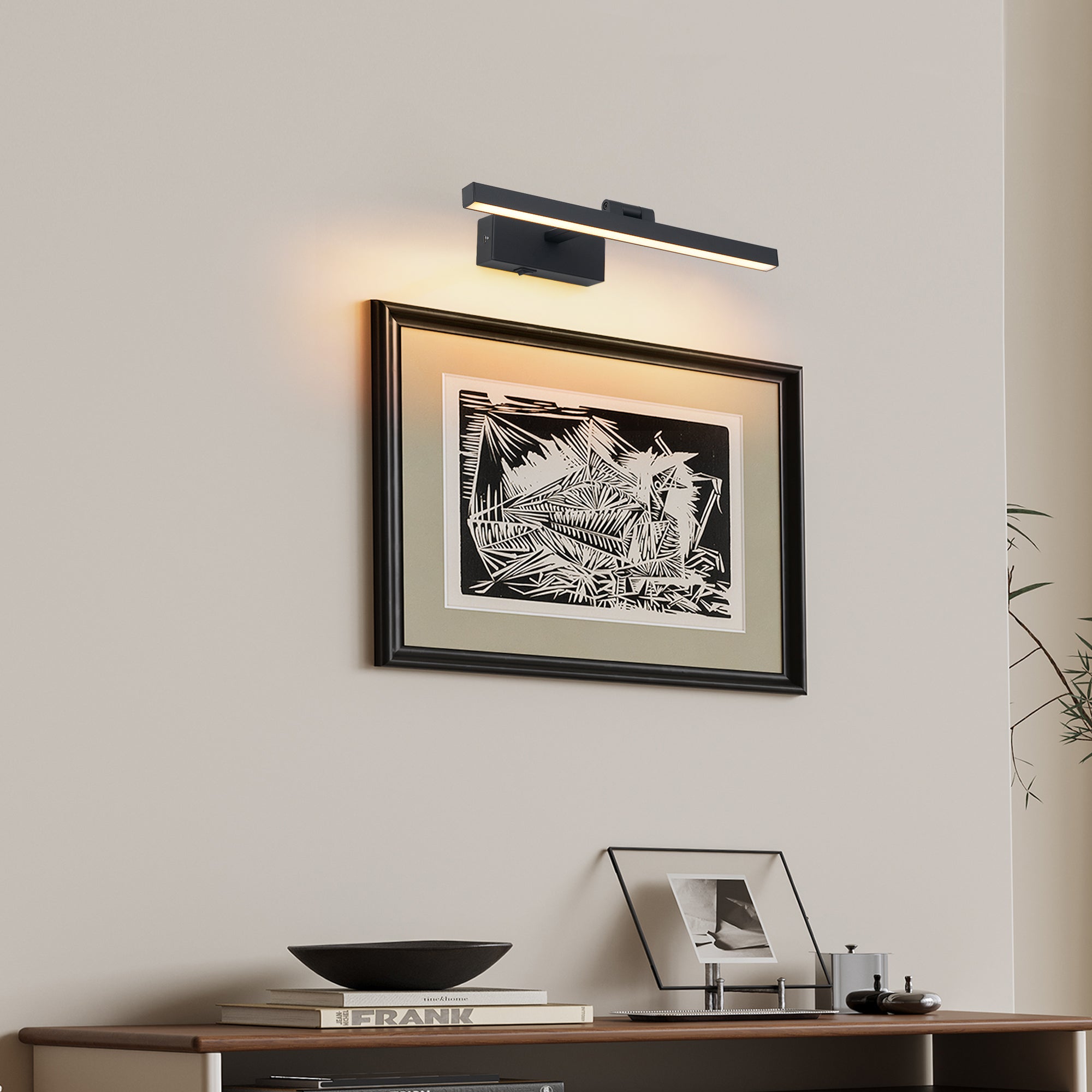 16inch Black Bathroom Light Fixtures Over Mirror Modern Dimmable LED V