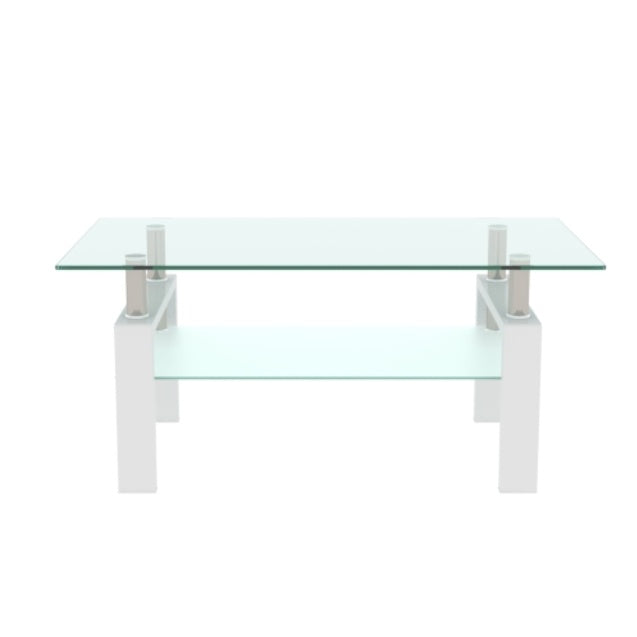 Modern White Glass Coffee Table | Rectangular Design