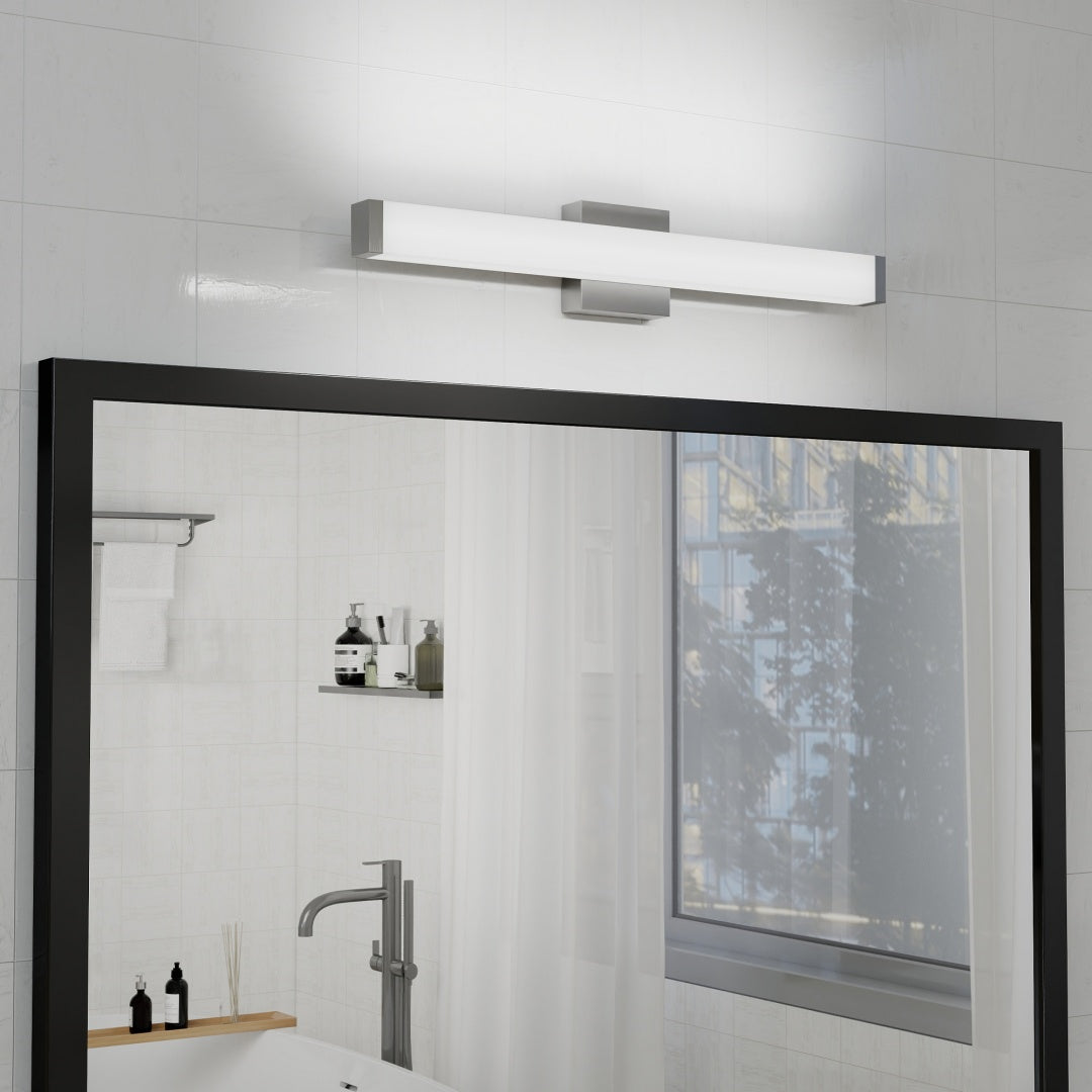 Bathroom Vanity Light Brushed Nickel Square LED 25 Inch 14W 6000K Cool