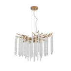 Gold Crystal Pendant Light with Cascading Strands, 24 Inch