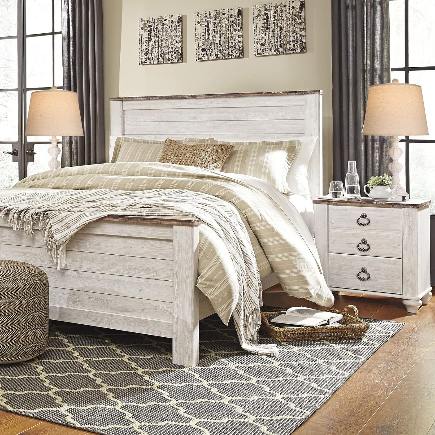 Touch Control Coastal Farmhouse Table Lamp Set Of 2