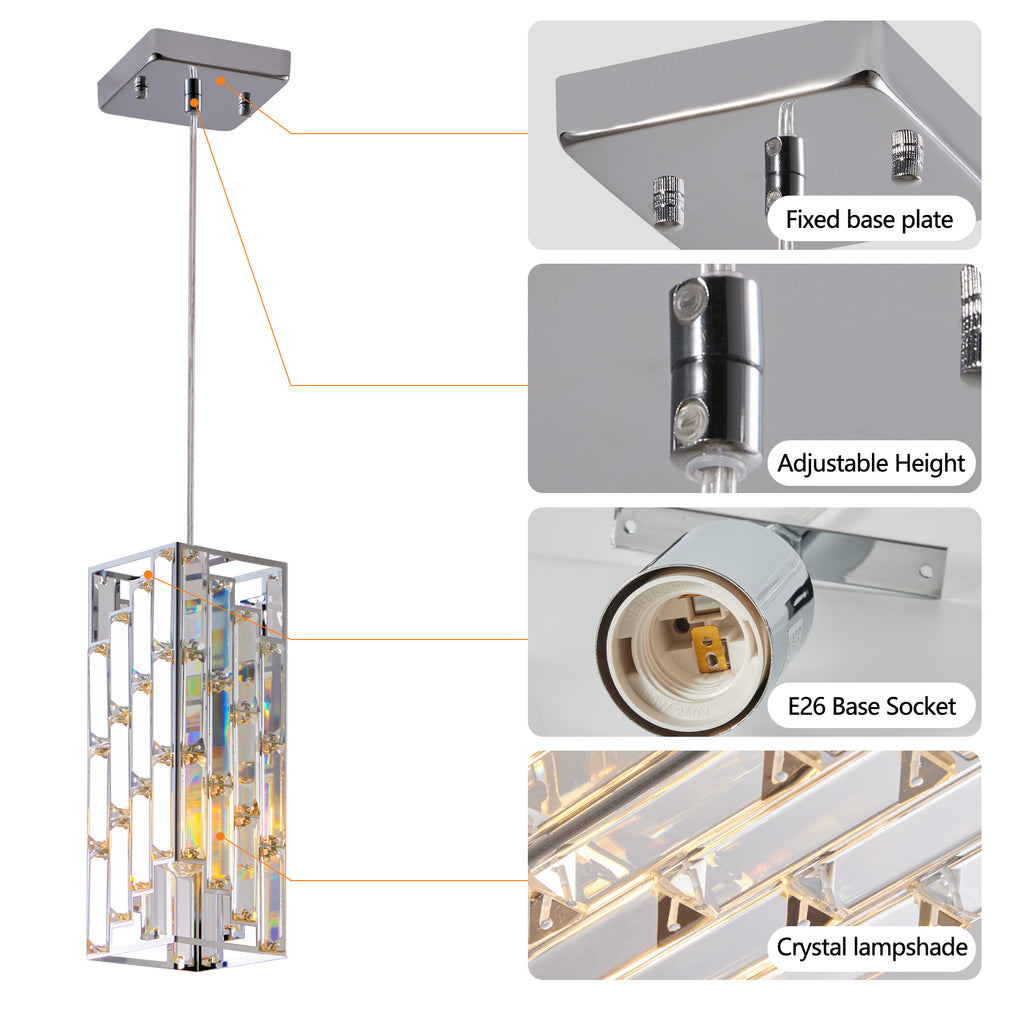 4inch Modern Crystal Pendant Light 3 Pack