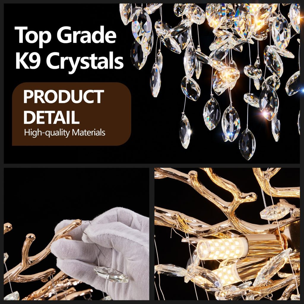Modern Tree Branch Crystal Chandelier Luxury Gold Crystal Pendant Ligh