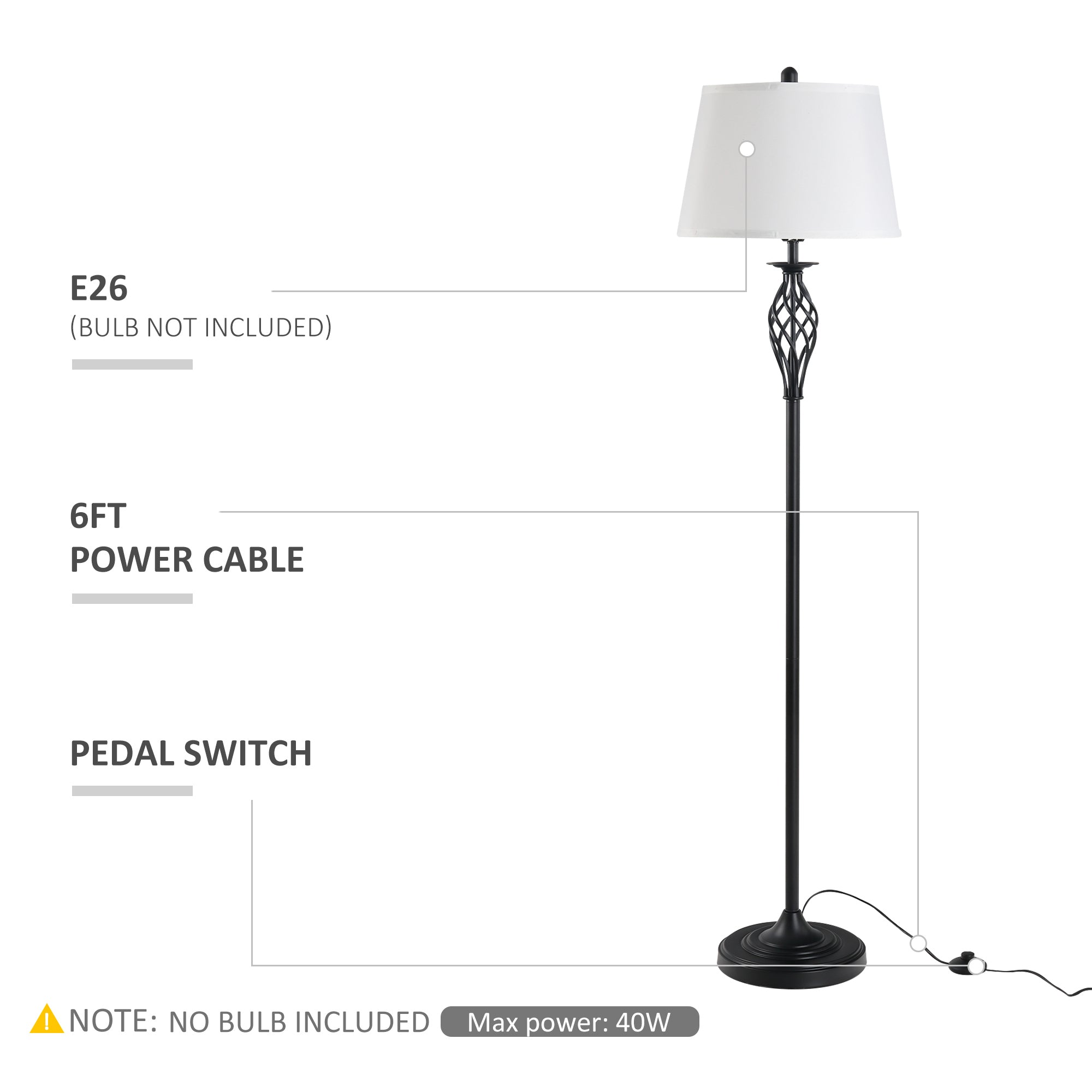 3 Piece Table Floor Lamp Set with Metal Pole