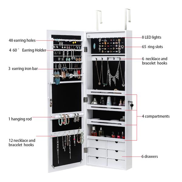 Non Full Mirror Wooden Wall Mounted Jewelry Storage Mirror Cabinet