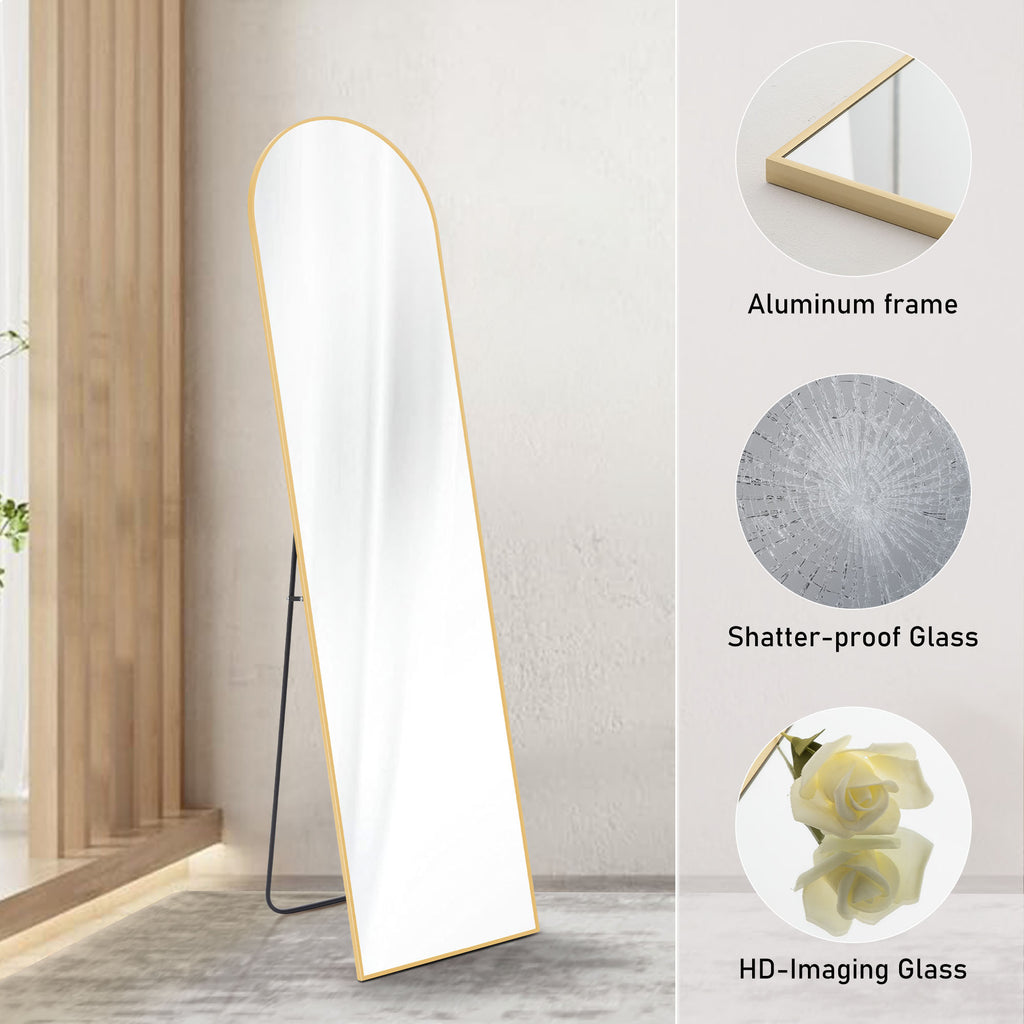 Full-Length Floor Mirror, 63 x 20 Inch, Free Standing or Wall Leaning