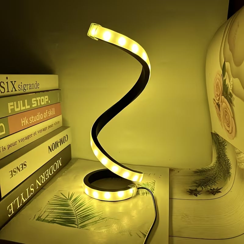 Spiral LED Desk Lamp, Dimmable 3-Color Bedside Light, Set of 2