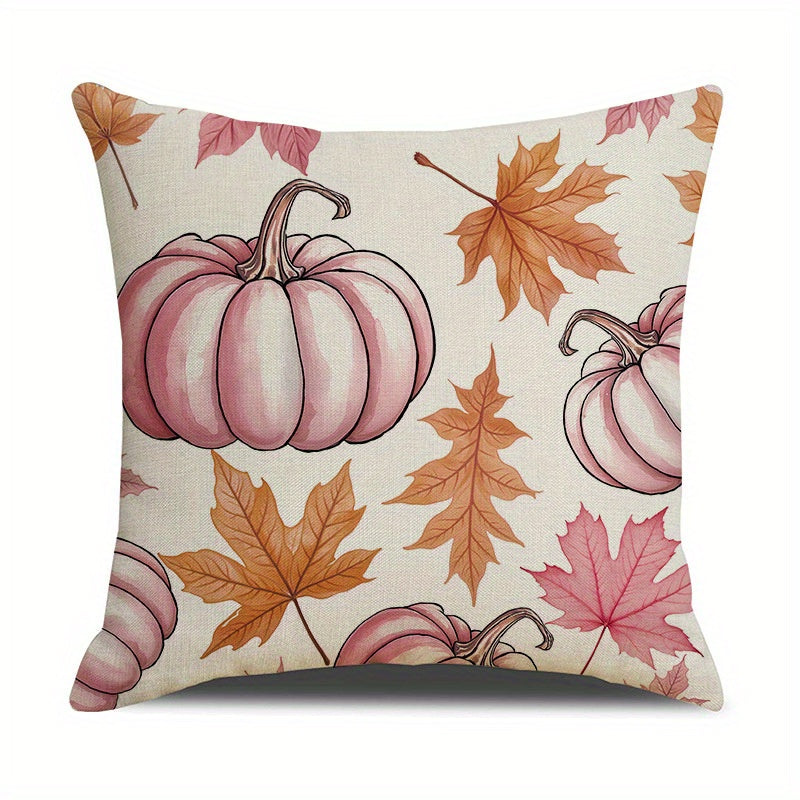 4 Pack Fall Pillow Covers 18x18in Farmhouse Pumpkin Maple Leaf Cushion