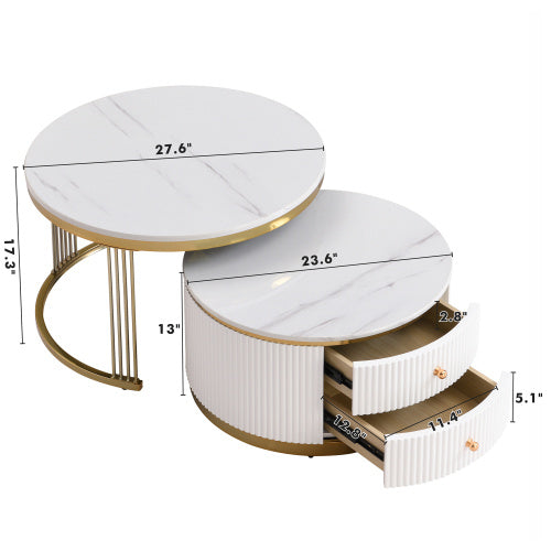 Gold White Nesting Tables | Round Design
