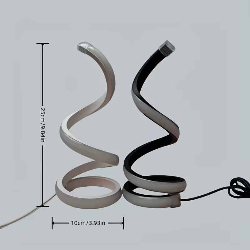 Spiral LED Desk Lamp, Dimmable 3-Color Bedside Light, Set of 2