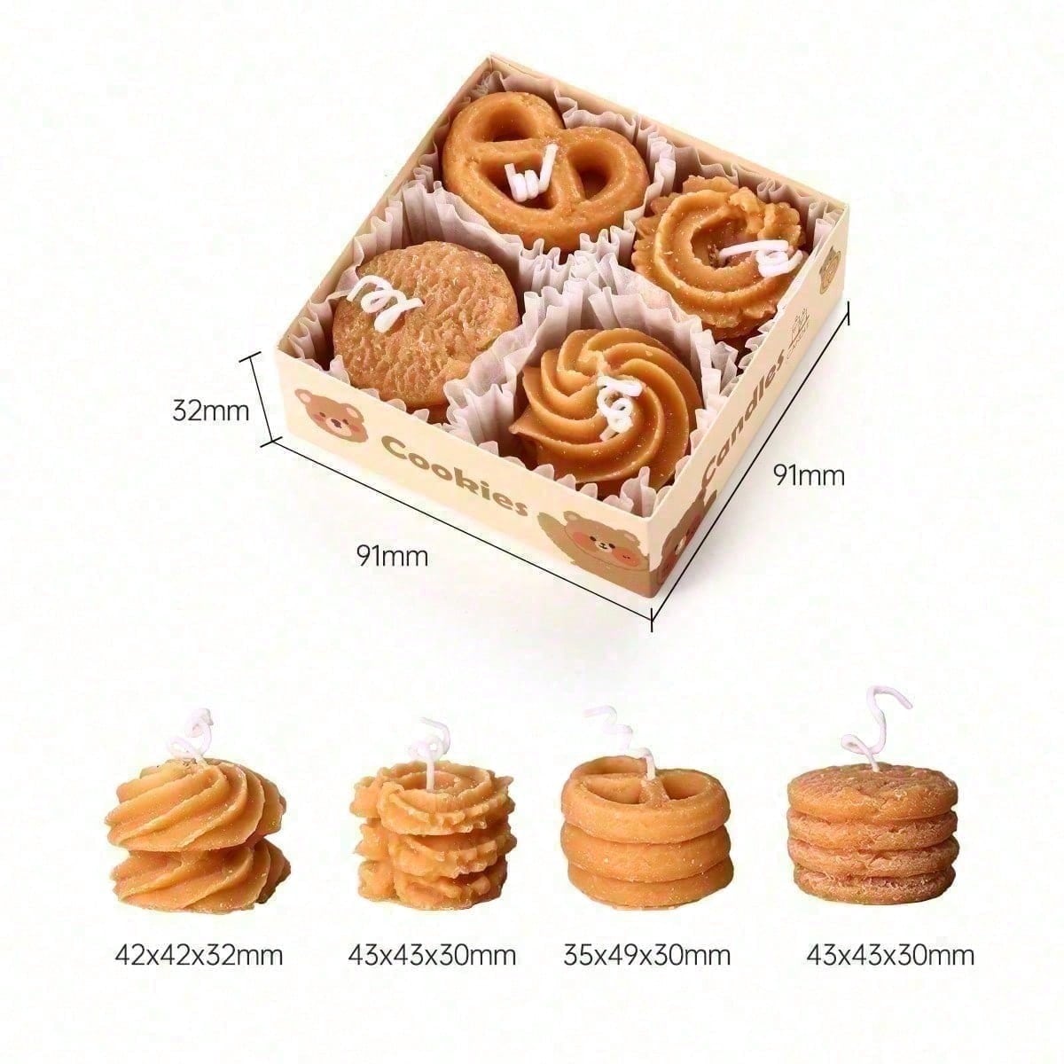 Cookie Shape Scented Candle Set 4PCS Coffee & Milk Aroma For Home Deco