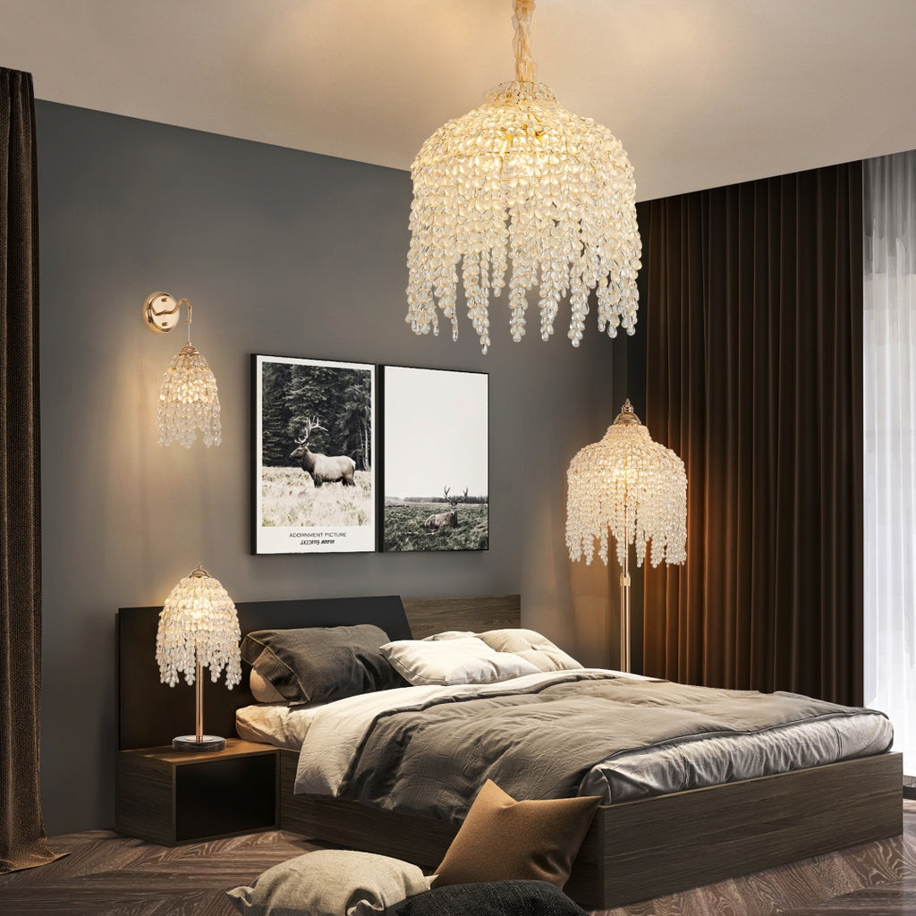 16 Inch 5-Light Crystal Pendant Light Chandelier- Elegant Waterfall De