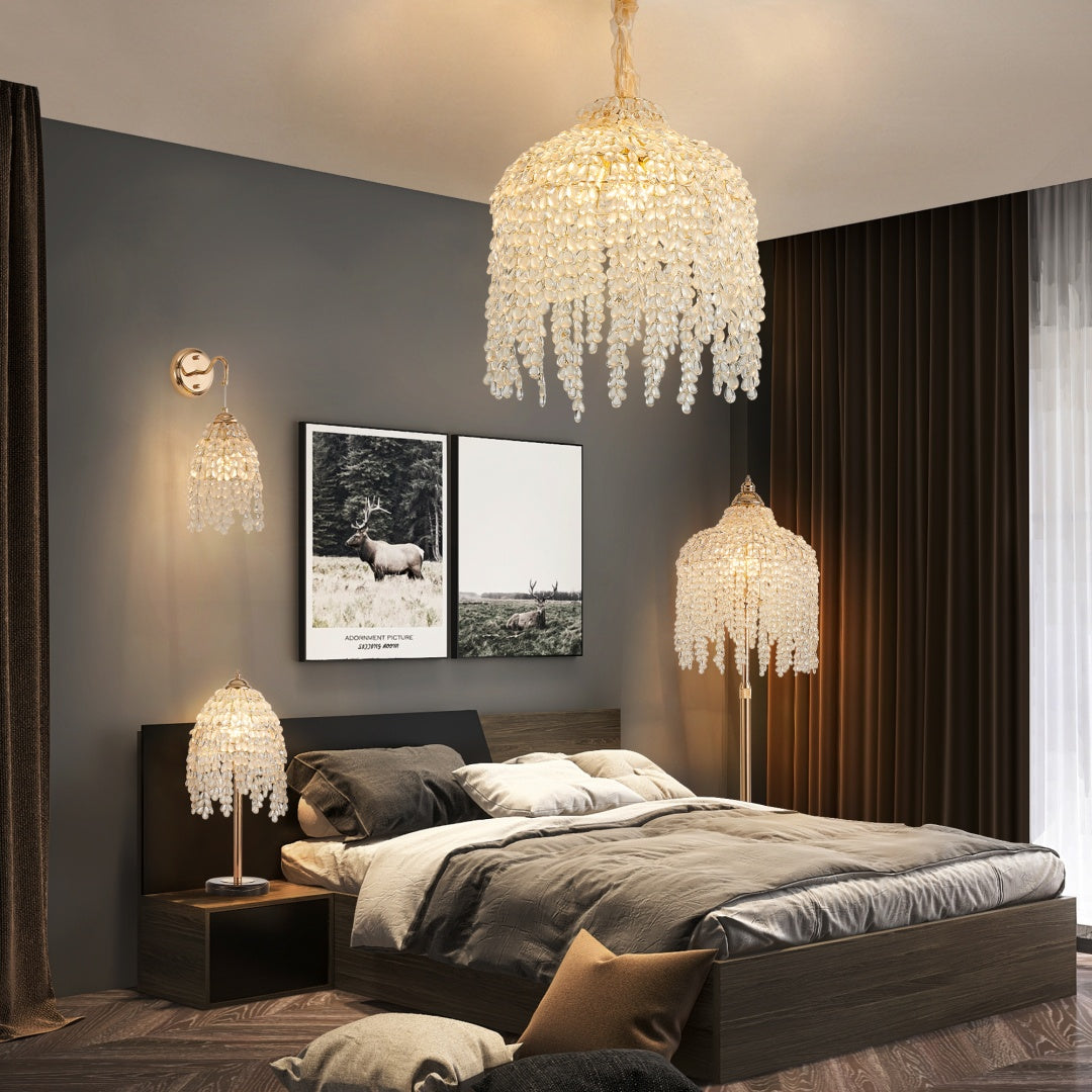 16 Inch 5-Light Crystal Pendant Light Chandelier- Elegant Waterfall De
