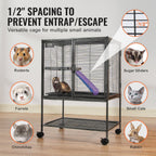 34' Metal Small Animal Cage 2-Tier Rolling Ferret Cage With Tray A Ram
