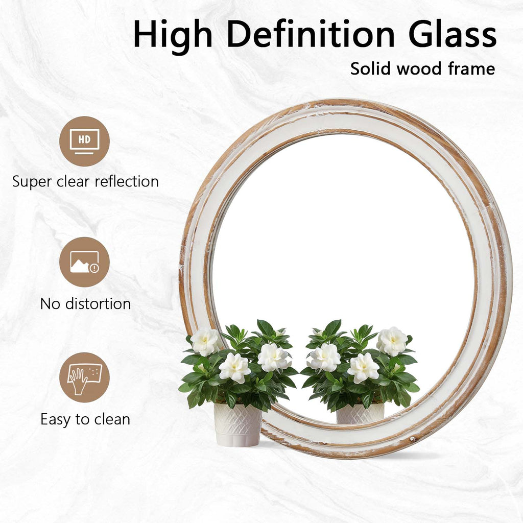 31.5 Inches Round Wall Mirror For Bathroom Vanity