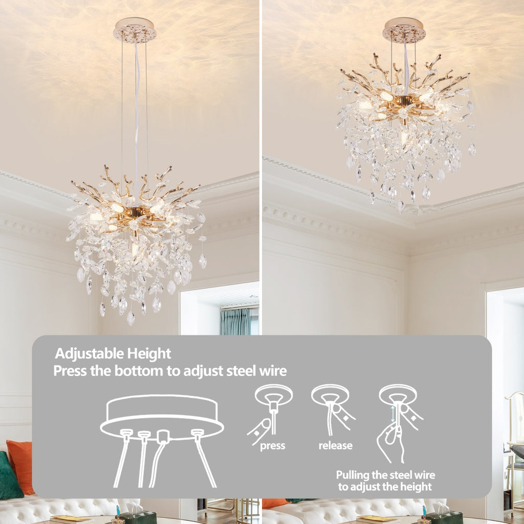 Modern Tree Branch Crystal Chandelier Luxury Gold Crystal Pendant Ligh