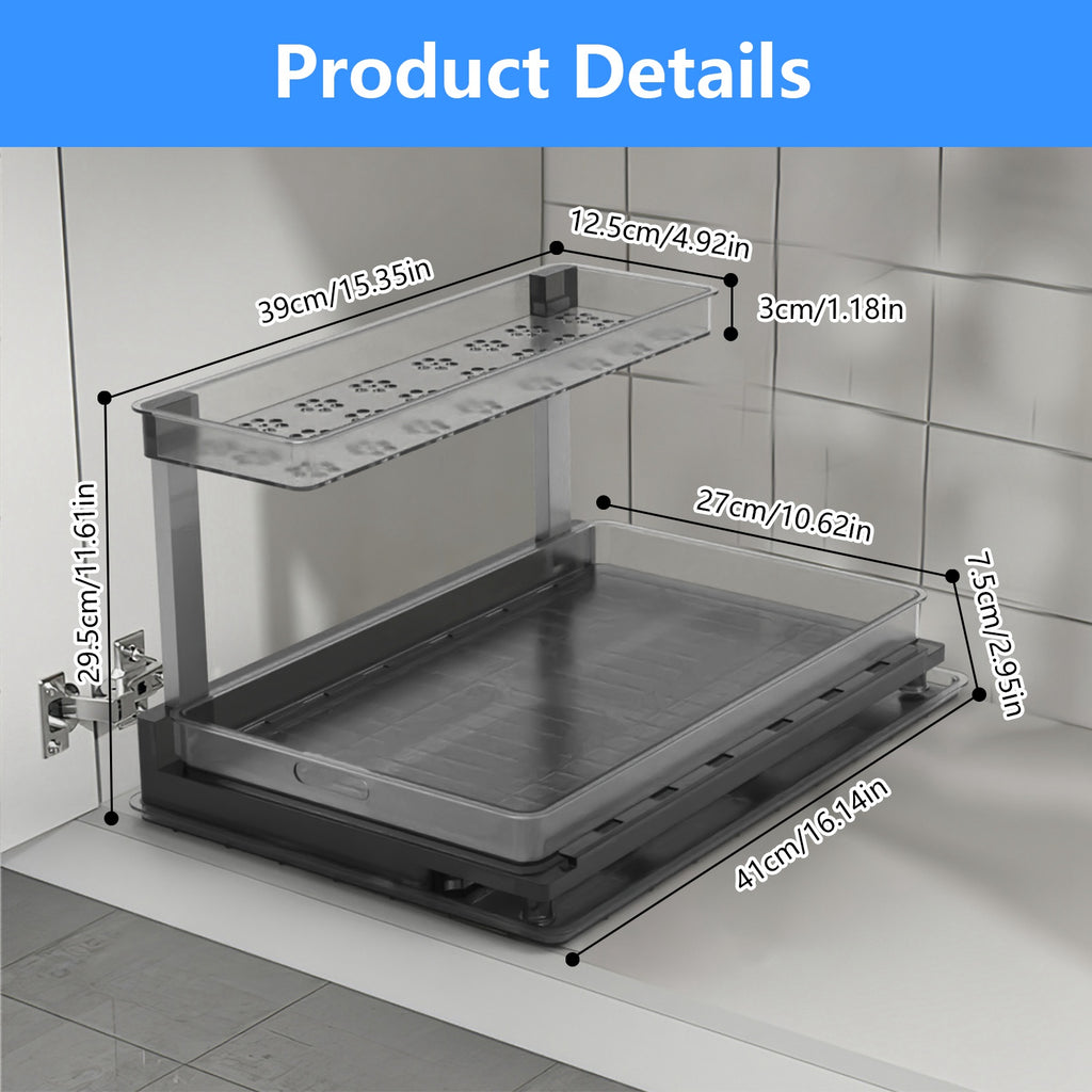 1Pc 2Tier Pull Out Under Sink Organizer Cabinet Organizer With Sliding