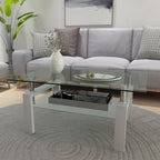 Modern White Glass Coffee Table | Rectangular Design