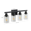 24 Modern Black 4-Light Bathroom Vanity Light Fixture