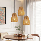 7inch Set Of 3 Rustic Hemp Rope Pendant Light