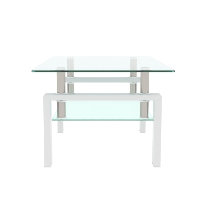 Modern White Glass Coffee Table | Rectangular Design