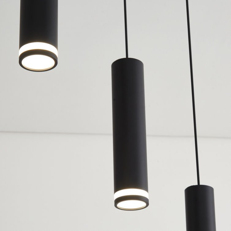Angelina 6 - Light Matte Black Kitchen Island Pendant No Bulb