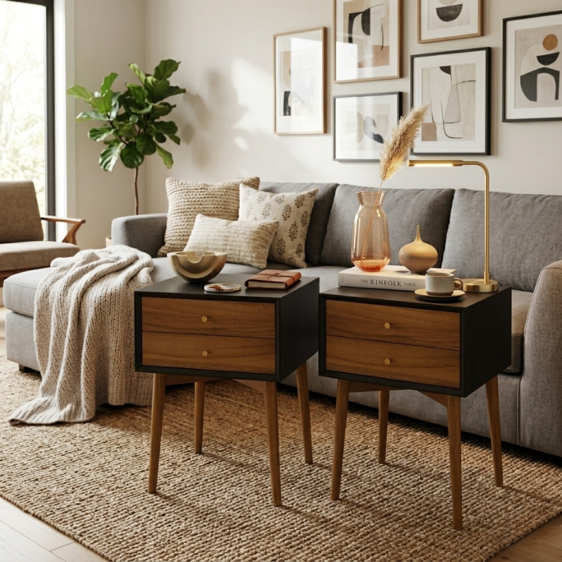 Nightstand Side Table | Drawer Design