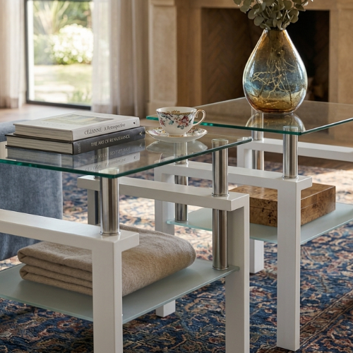 Tempered Glass Coffee Table Set | Square Design