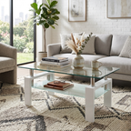Modern White Glass Coffee Table | Rectangular Design