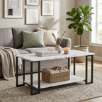 Modern Marble Coffee Table | 2-Tier Rectangular