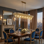 Modern Champagne Gold  Chandelier | Oval Crystal Design