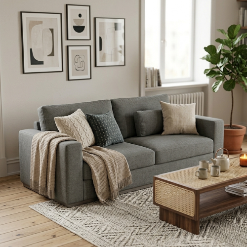 Modern 3-Seater Sofa | Upholstered  Couch Design